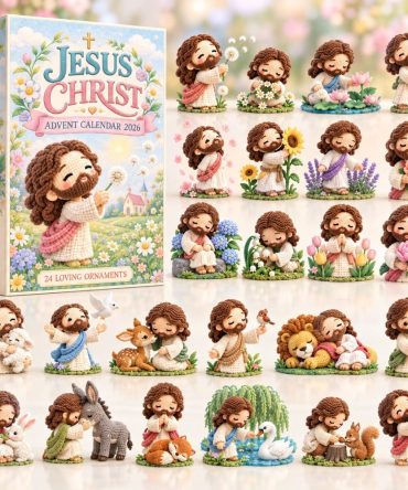 Flower Garden Jesus Christ 2026 Advent Calendar — 24-Day Acrylic Charms Countdown, Floral Nativity Christian Gift & Decor