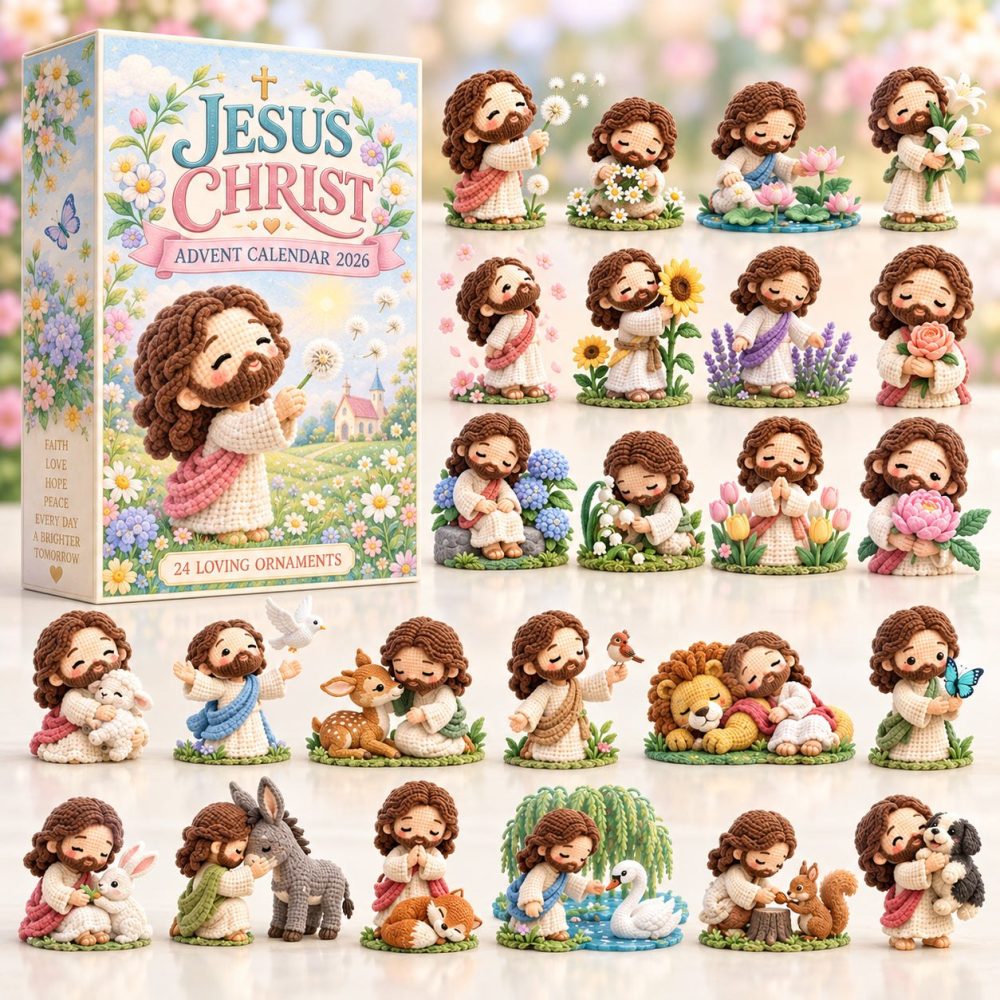 Flower Garden Jesus Christ 2026 Advent Calendar — 24-Day Acrylic Charms Countdown, Floral Nativity Christian Gift & Decor