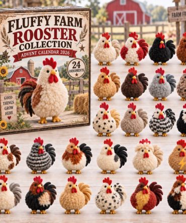 Fluffy Rooster 2026 Farmhouse Countdown — 24-Day Rooster-Themed Advent Calendar With Acrylic Charms, Rustic Christmas Gift & Decor