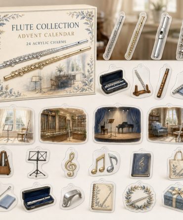 Flute Player Advent Calendar — 24 Acrylic Music Charms For Musicians & Collectors , Instrument Countdown Gift Set