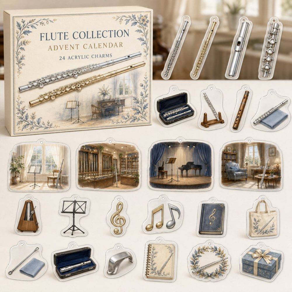 Flute Player Advent Calendar — 24 Acrylic Music Charms For Musicians & Collectors , Instrument Countdown Gift Set