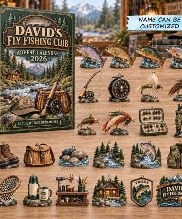 Fly Fishing Advent Countdown 2026 — 24-Day Acrylic Charm Set For Fly Anglers, River Lodge Decor & Fishing Gifts