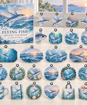 Flying Fish 24-Day Acrylic Charm Countdown — Airborne Reef Fish Advent Set With 24 Mini Charms, Fun Gift For Kids & Ocean Fans