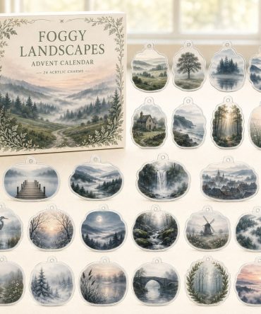 24-Day Foggy Landscape Charm Countdown — Acrylic Scenic Mini Charms Set For Nature Lovers, Advent Gift Idea