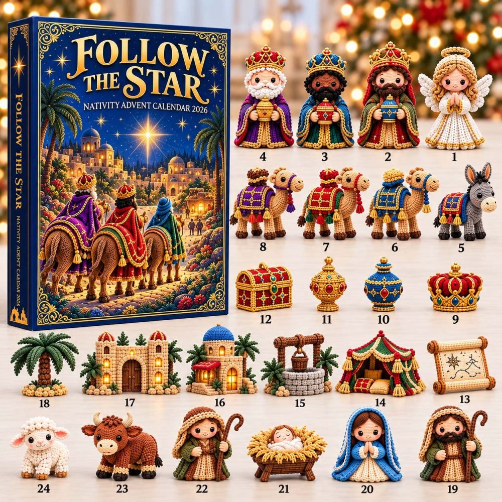 2026 Follow The Star Countdown Calendar — 24 Acrylic Charm Nativity & Star-Themed Surprises, Faith-Based Holiday Gift