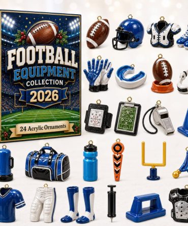 Blue Team Football Countdown Calendar 2026 - 24-Day Acrylic Charm Advent Gift For Fans, Game-Day Stocking Stuffer