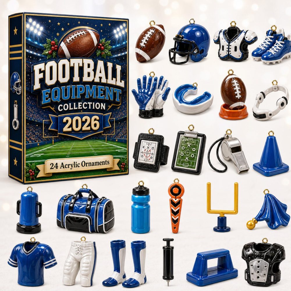 Blue Team Football Countdown Calendar 2026 - 24-Day Acrylic Charm Advent Gift For Fans, Game-Day Stocking Stuffer