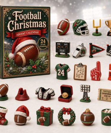 Christmas Football Countdown 2026 - 24-Day Acrylic Charm Advent Calendar, Holiday Gifts For Football Fans & Families