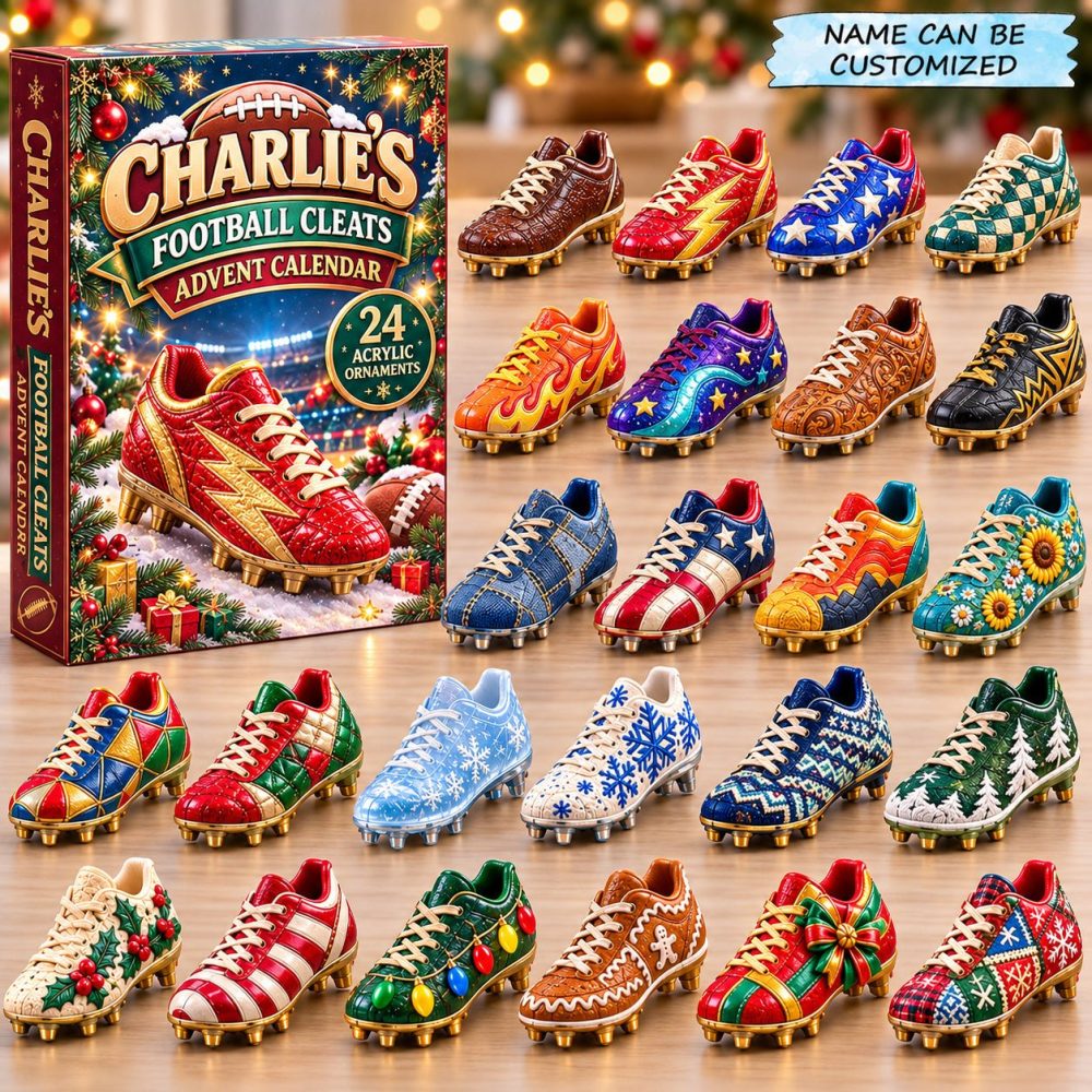 2026 Football Cleats Advent Calendar — 24-Day Countdown With Miniature Acrylic Cleat Charms, Great Gift For Players & Fans