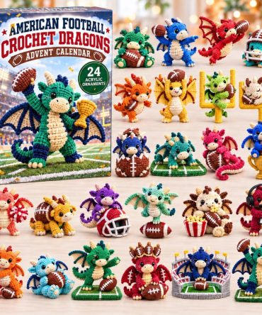 2026 Football Crochet Dragon Countdown Calendar – 24-Day Acrylic Charms, Sport-Themed Dragon Ornaments & Kids' Holiday Gift