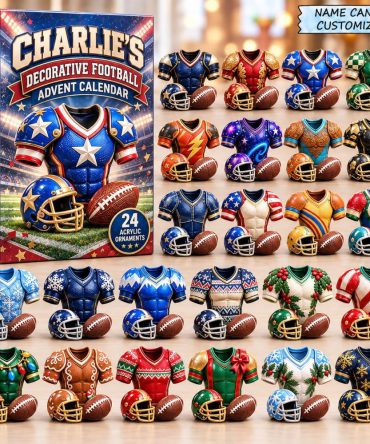 Football Jersey Advent Countdown 2026 — 24 Team Jersey Acrylic Charms, Personalized Fan Display & Game-Day Holiday Gift