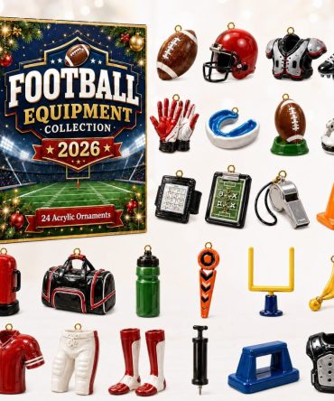 Red Team Football Countdown Calendar 2026 - 24-Day Acrylic Charm Advent Gift For Fans, Game-Day Stocking Stuffer