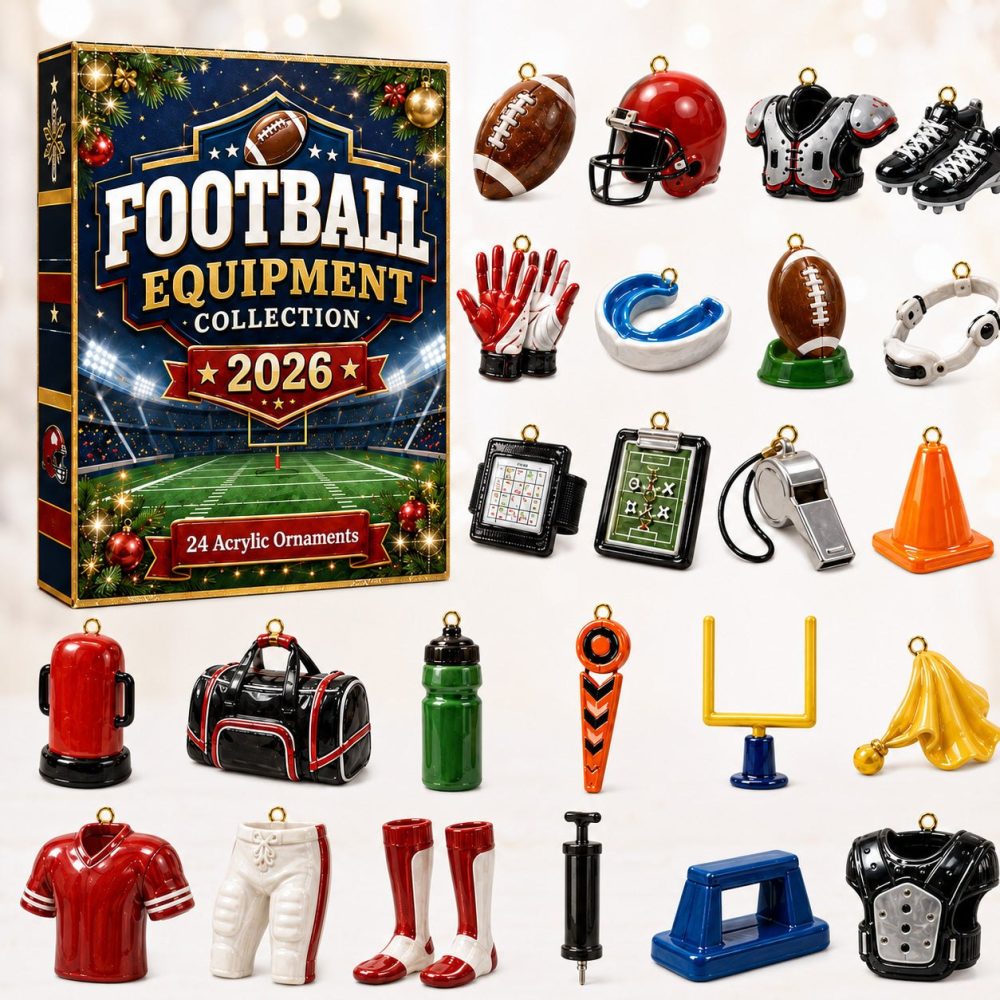Red Team Football Countdown Calendar 2026 - 24-Day Acrylic Charm Advent Gift For Fans, Game-Day Stocking Stuffer