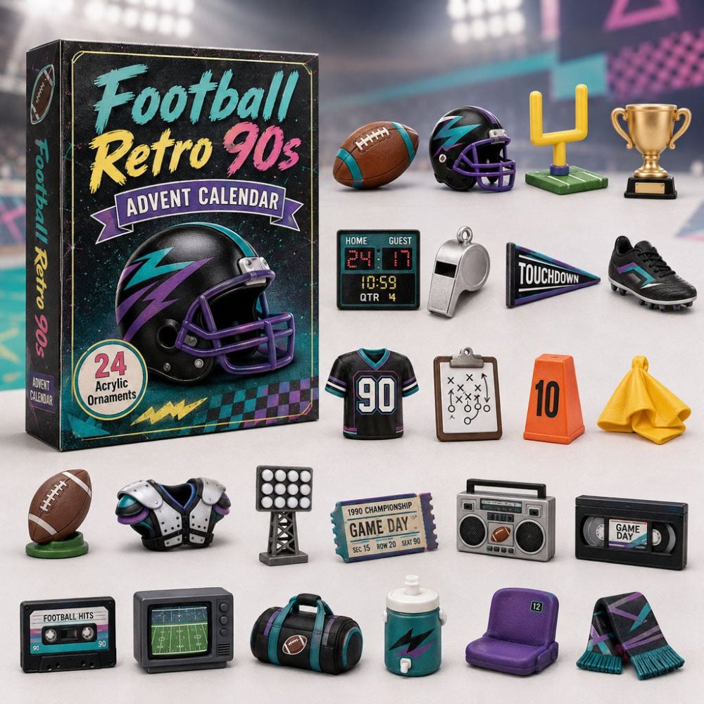 90S Retro Football Nostalgia Advent 2026 - 24-Day Acrylic Charm Calendar With Vintage Designs & Fan Collectibles
