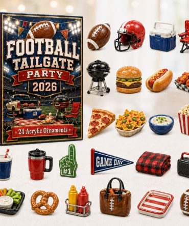 Football Tailgate Party 24-Day Advent Calendar — Game Day Acrylic Charms, Tailgate-Themed Holiday Countdown Gift For Fans & Hosts