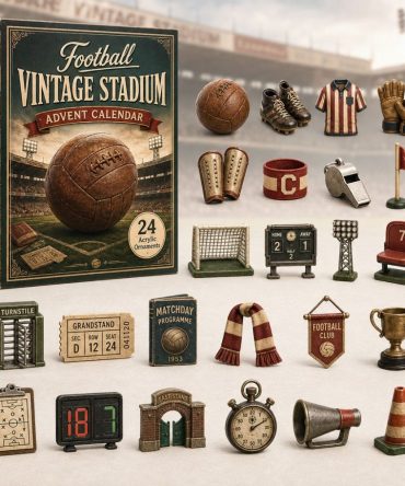 Vintage Football Stadium Countdown 2026 - 24-Day Acrylic Charm Advent Calendar, Retro Game-Day Collectible Gift