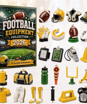 Yellow Team Football 24-Day Advent Calendar — Bold Yellow Football & Helmet Acrylic Charms, Fan-Focused Holiday Countdown & Gift For Players
