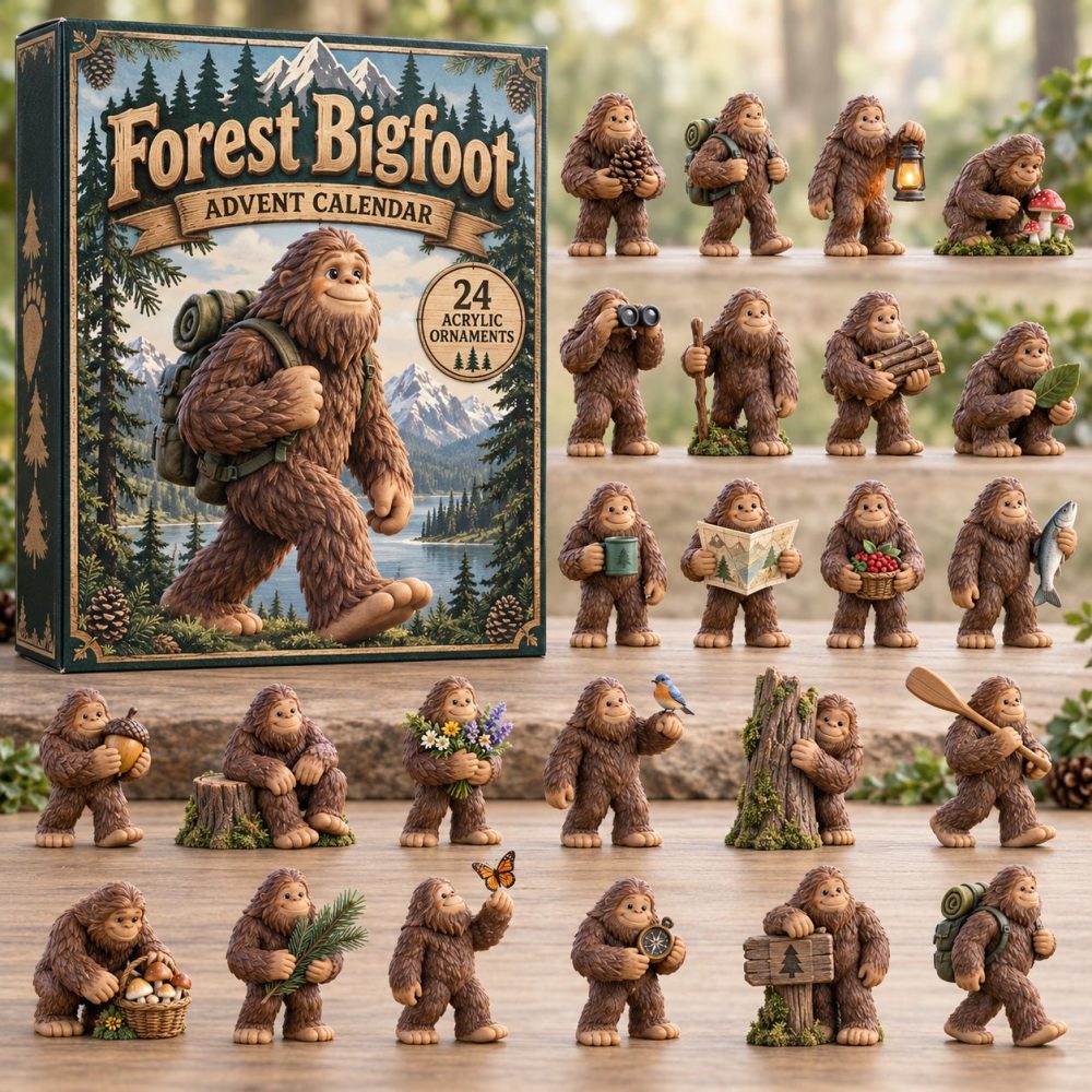 2026 Forest Bigfoot Backpacker Advent Calendar — 24-Day Camping Countdown With Acrylic Charms, Outdoor-Themed Gift For Kids