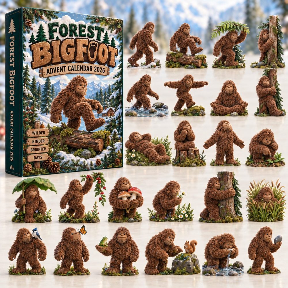 Forest Bigfoot Adventure Countdown 2026 — 24-Day Advent Calendar With Bigfoot Acrylic Charms, Rustic Holiday Gift