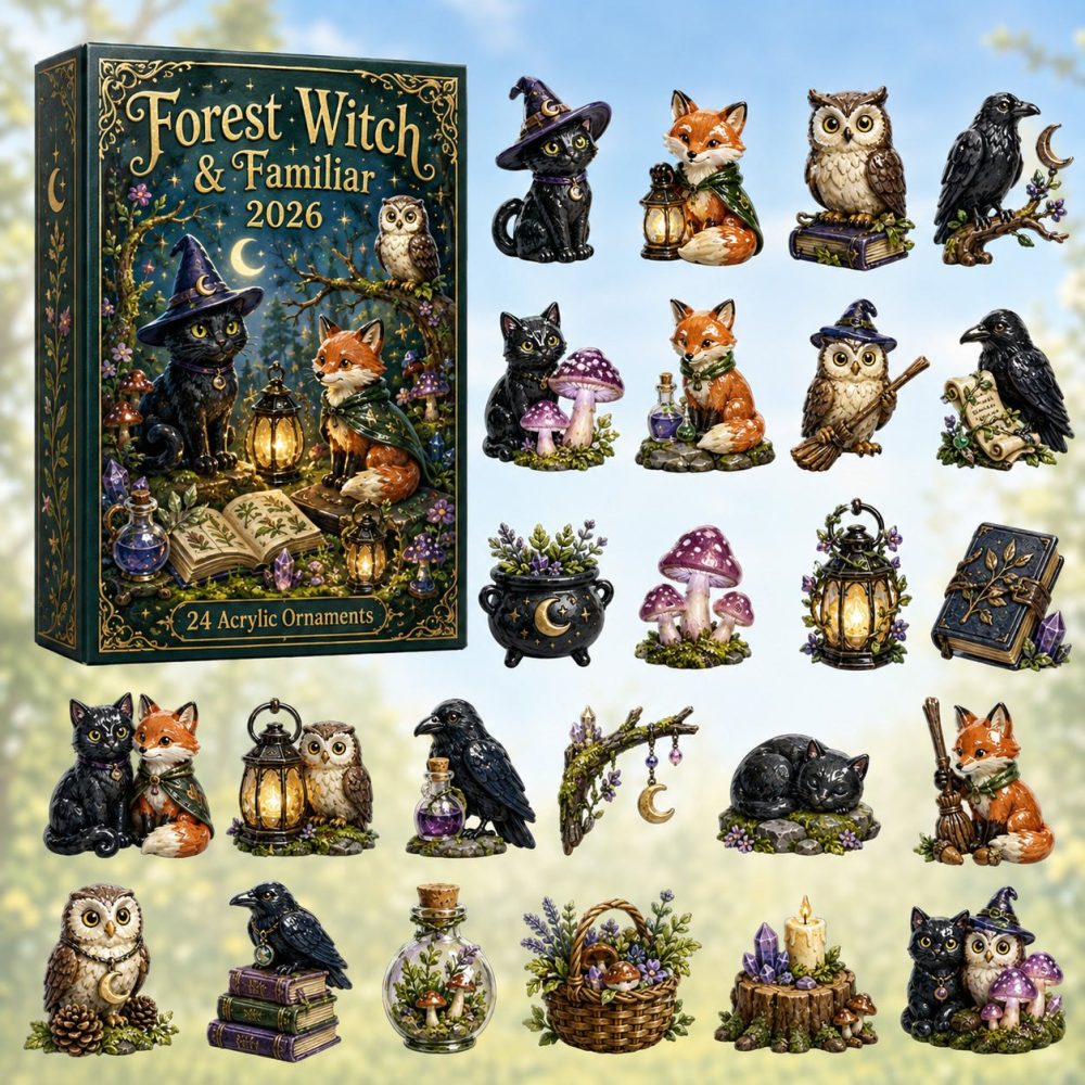 Forest Witch Familiar Advent Calendar 2026 - 24 Acrylic Charms, Animal Familiar Miniatures & Nature Magic Countdown Gift