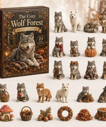 Mystic Forest Wolf Countdown 2026 - 24-Day Acrylic Charm Advent Calendar Featuring Wolves & Woodland Artwork