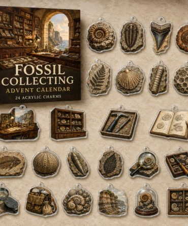 24-Day Fossil Collecting Charm Countdown — Acrylic Fossil Icons & Paleontology Mini Charms For Collectors And Kids' Gifts