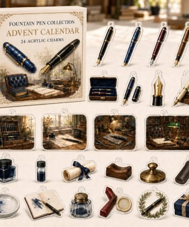 24-Day Fountain Pen Charm Countdown Calendar — Acrylic Collectible Set For Pen Lovers, Holiday Gift & Desk Display