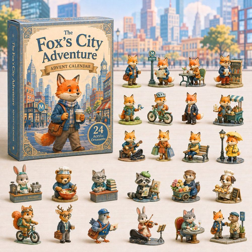 Fox City Adventure Advent Calendar 2026 — 24 Urban Wildlife Acrylic Charms, Fun Holiday Countdown For Kids & Adults