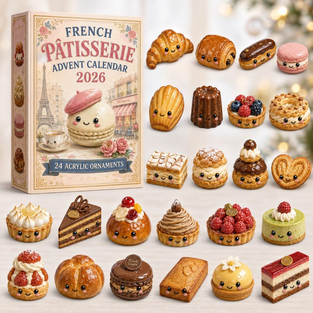 Limited Edition 2026 French Patisserie Advent Calendar — 24-Day Holiday Countdown With Premium Acrylic Charms & Pastry Surprises