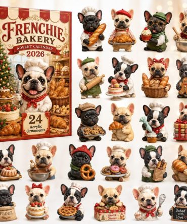 Frenchie Bakery-Themed Holiday Countdown 2026 - 24-Day Acrylic Charm Advent Calendar With Cute Pastry Collectibles