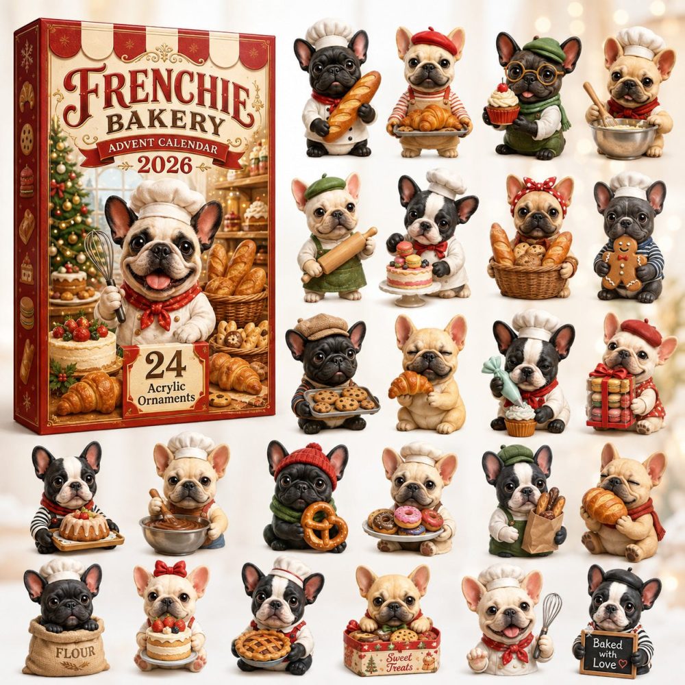 Frenchie Bakery-Themed Holiday Countdown 2026 - 24-Day Acrylic Charm Advent Calendar With Cute Pastry Collectibles