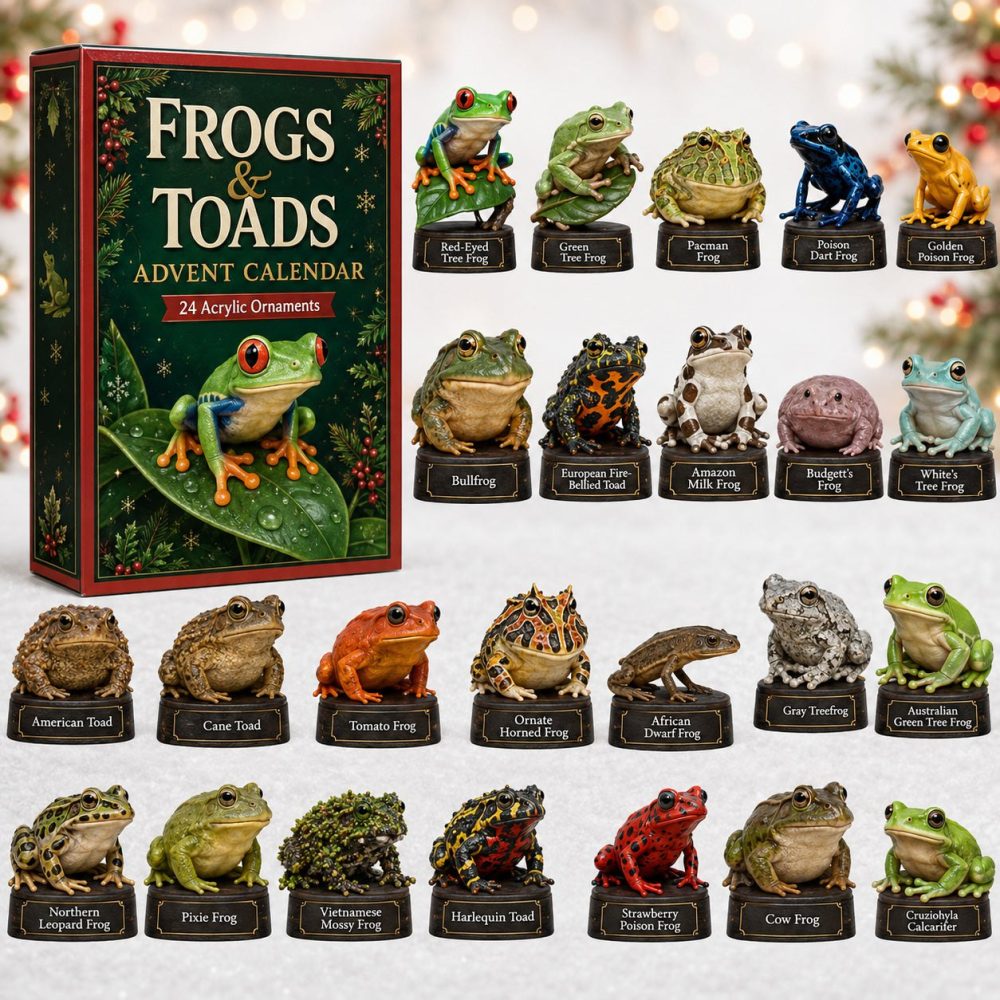 Frogs & Toads Garden Countdown Calendar 2026 — 24-Day Acrylic Charm Collection With Amphibian Tokens, Charming Nature Gift