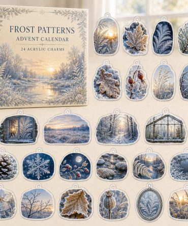 24-Day Frost Pattern Charm Countdown — Acrylic Frost & Ice Motif Mini Charms For Winter Decor & Gifts