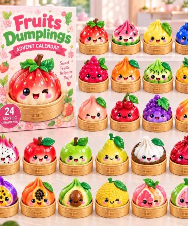 Fruit Dumpling Holiday Countdown 2026 — 24-Day Advent Calendar With Cute Fruit Acrylic Charms, Ideal Kids Stocking Stuffer