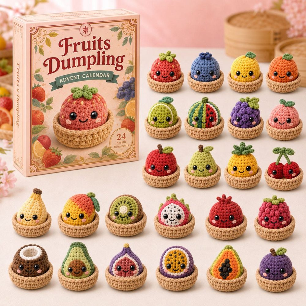 Fruits Dumpling Crochet Advent Calendar 2026 — 24-Day Crochet Charm Countdown With Acrylic Fruit & Dumpling Charms