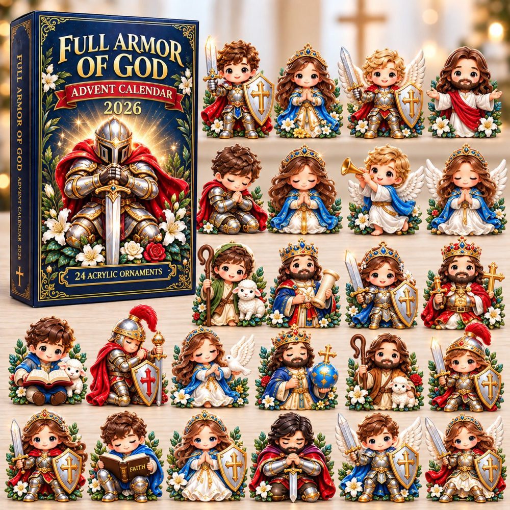 Full Armor Of God 2026 Faith Advent Countdown — 24-Day Christian Advent Calendar With Acrylic Scripture Charms, Inspirational Keepsake Gift