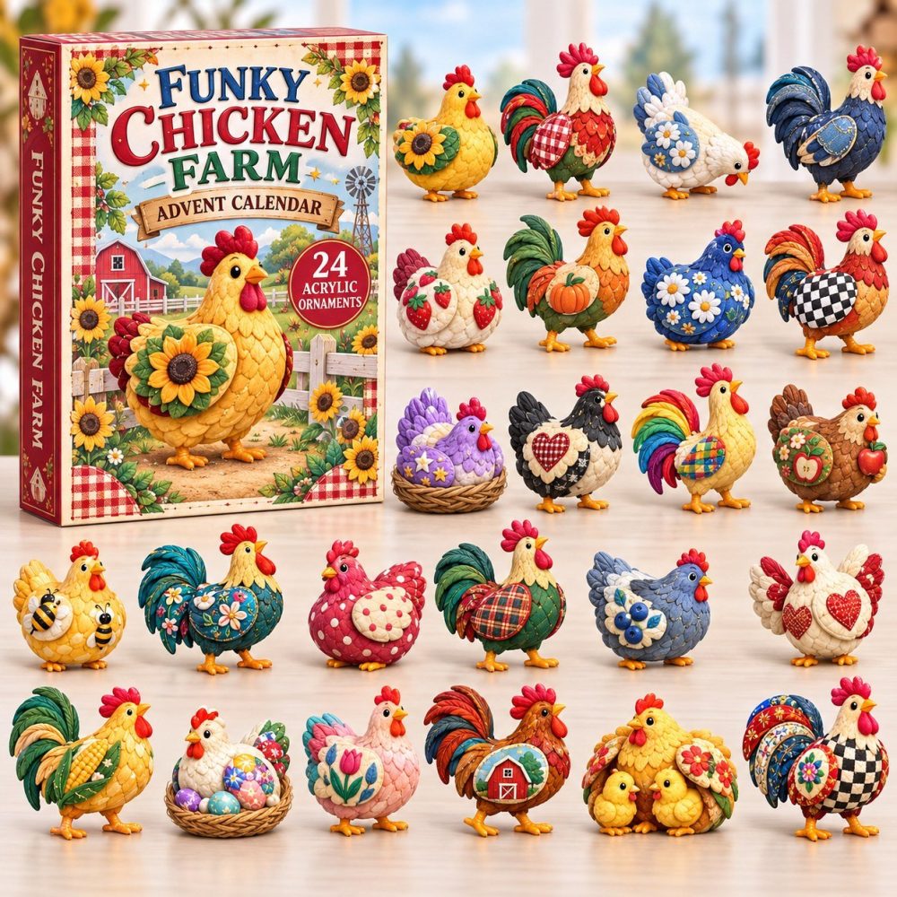 2026 Funky Chicken Farm Advent Calendar — 24 Quirky Acrylic Charms, Colorful Barnyard Countdown For Kids & Collectors