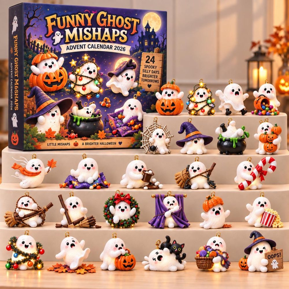 2026 Funny Ghost Advent Calendar — 24 Whimsical Acrylic Charms, Lighthearted Halloween Countdown & Collectible Gags