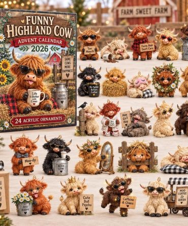 Funny Highland Cow Advent 2026 — 24-Day Humorous Acrylic Charm Countdown For Lighthearted Holiday Decorating & Gift Giving