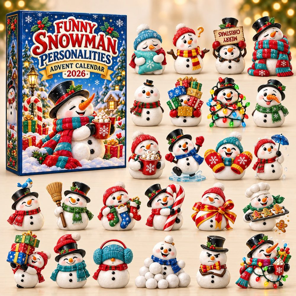 Funny Snowman Advent Calendar 2026 — 24-Day Humorous Holiday Countdown With Acrylic Snowman Charms, Playful Family Gift