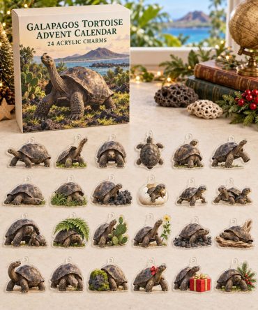 Galapagos Tortoise 24-Day Acrylic Charm Countdown Calendar — Premium Reptile Collectible Gift Set For Nature Lovers & Travelers