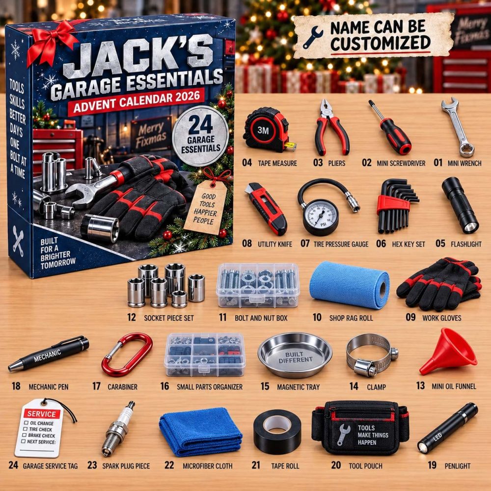 Garage Essentials 24-Day Countdown - Acrylic Tool Charms & Practical Daily Surprises For Car Enthusiasts And Diy Mechanics