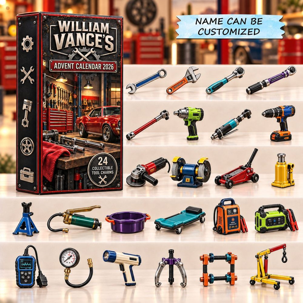 Garage Legends Advent Calendar 2026 - 24-Day Acrylic Charm Countdown, Classic Car & Tool Collectibles, Holiday Gift For Gearheads