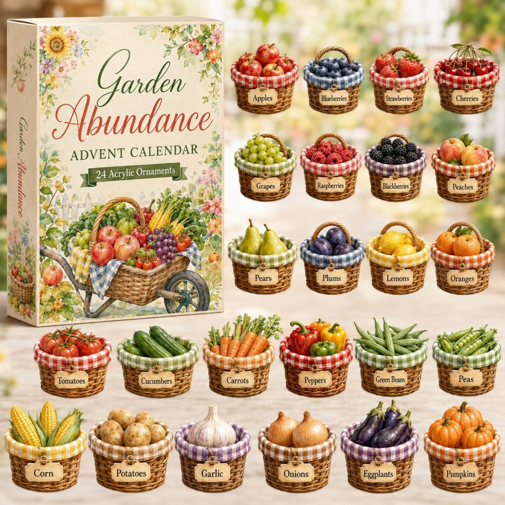 Garden Abundance 2026 Harvest Advent Calendar - 24 Botanical Acrylic Charms For Gardeners, Seed Saving & Seasonal Gifts