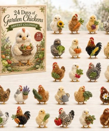 Garden Chicken Holiday Countdown Calendar 2026 — 24-Day Acrylic Charm Set With Cute Hen & Rooster Tokens, Farmhouse Style Gift