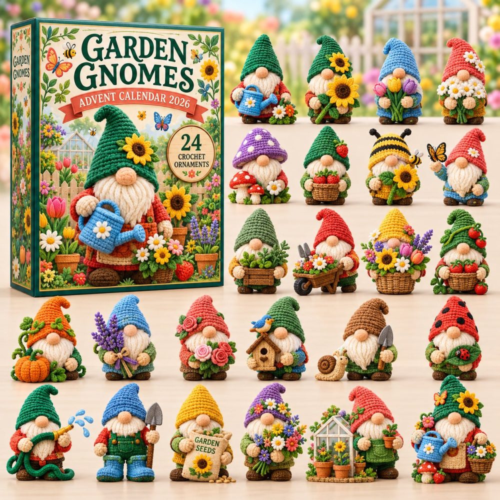 Garden Gnome Holiday Advent Calendar 2026 — 24-Day Charming Countdown With Acrylic Gnome Charms, Whimsical Seasonal Decor