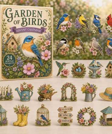 Garden Of Birds Holiday Countdown Calendar 2026 — 24-Day Acrylic Charm Collection With Colorful Bird Tokens, Perfect For Bird Lovers