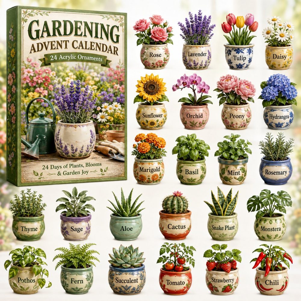 Gardening Plants 2026 Advent Calendar - 24-Day Acrylic Botanical Charms For Gardeners, Plant Moms & Green Thumb Gifts