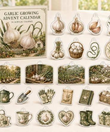 Garlic Garden Advent Countdown With 24 Acrylic Charms — Unique Holiday Gift For Gardeners, Diy Growing & Seed-Themed Set