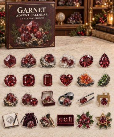 Garnet 24-Day Ruby-Red Countdown - Deep Red Acrylic Charm Collection With 24 Pieces For Luxurious Holiday Gifts & Festive Displays